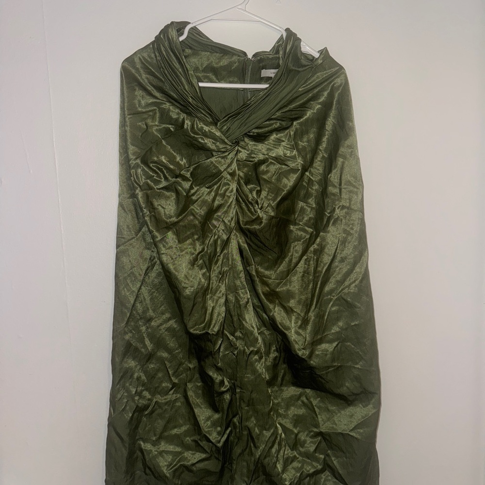 Vince Satin Olive Green Dress